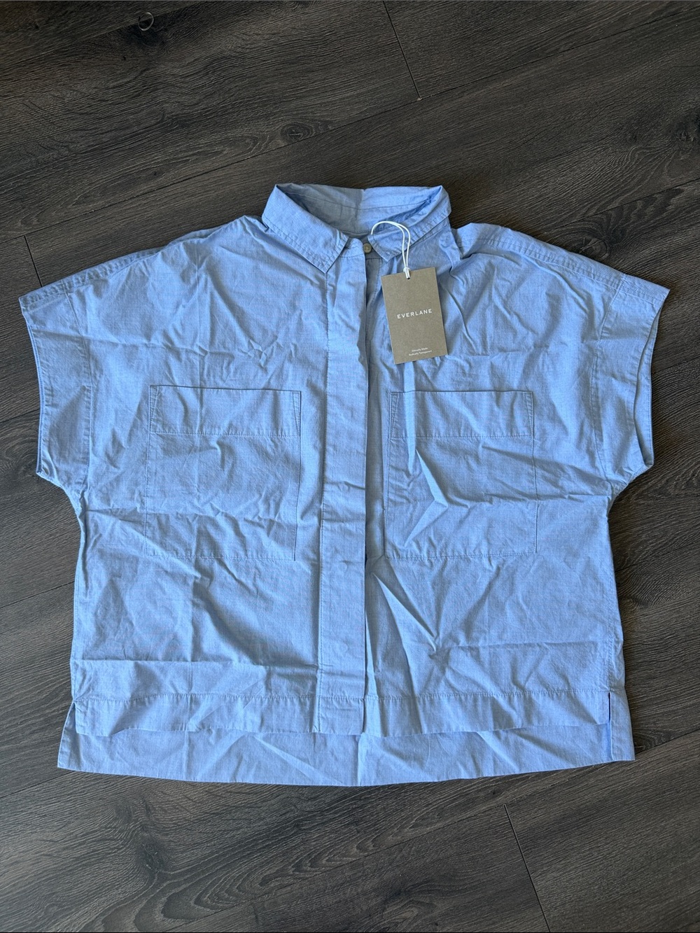 Everlane Light Blue Women's Short Sleeve Button-Down Shirt